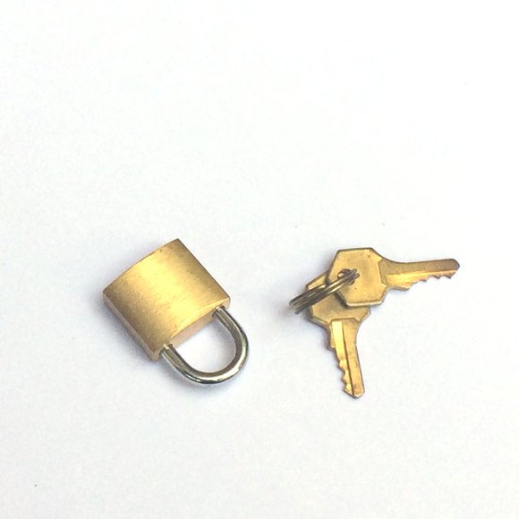 3/4" wide Small gold brass metal padlock with key for storage or travel - Picture 7 of 7